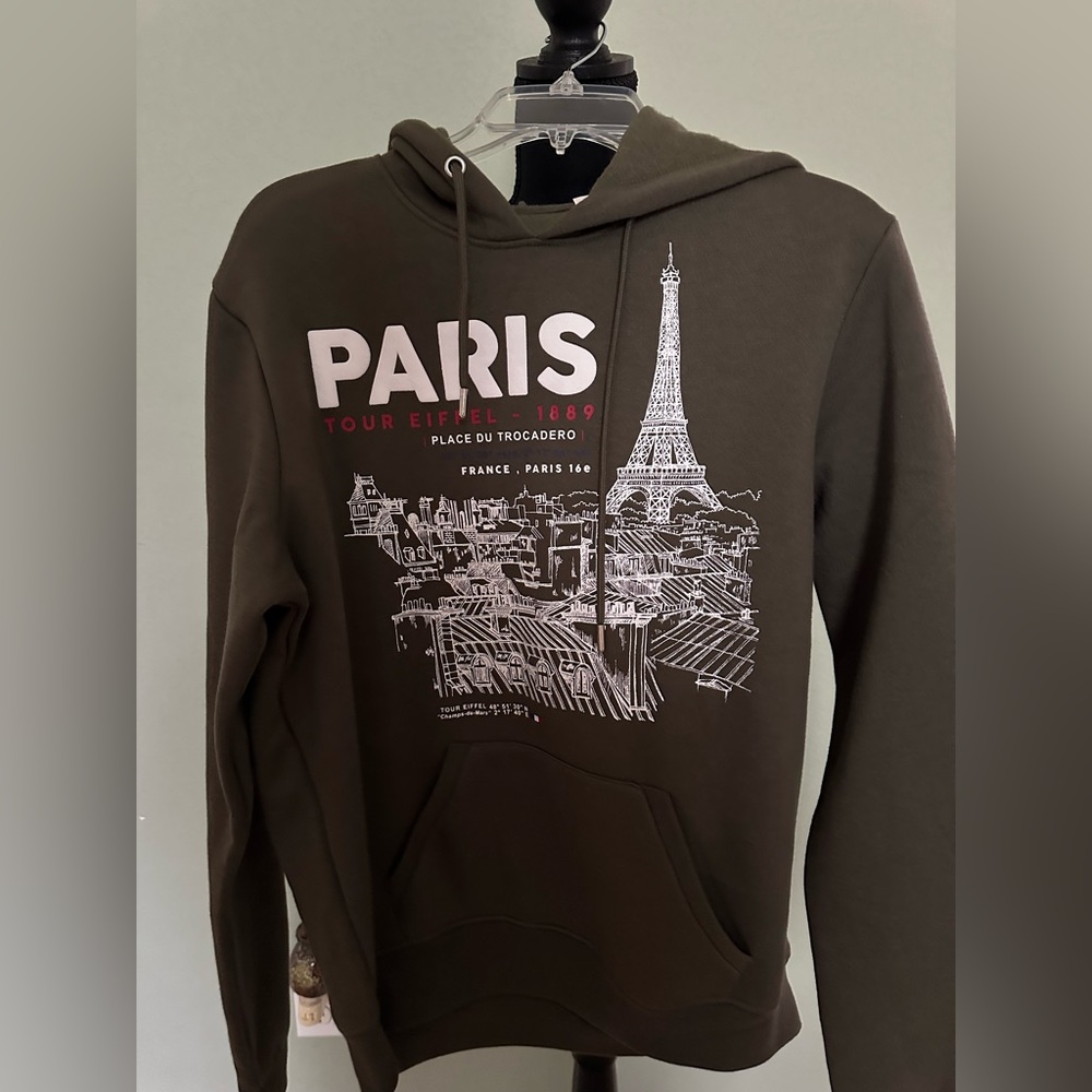 Glam‎ Olive Paris Graphic Hoodie. Unisex. Size Medium. New with tag. - Picture 6 of 14